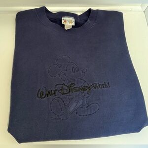 Vintage Walt Disney Workd Unisex Navy Blue Mickey Crewneck Sweatshirt XL
